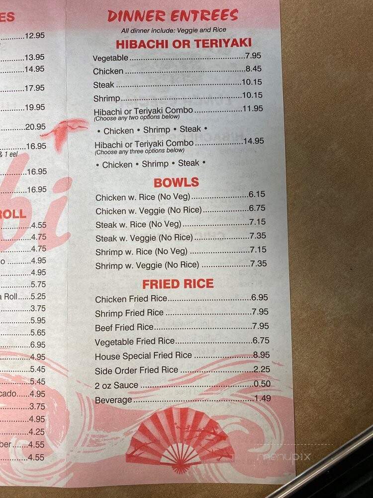 Wasabi Hibachi & Sushi - Orangeburg, SC menu_pic