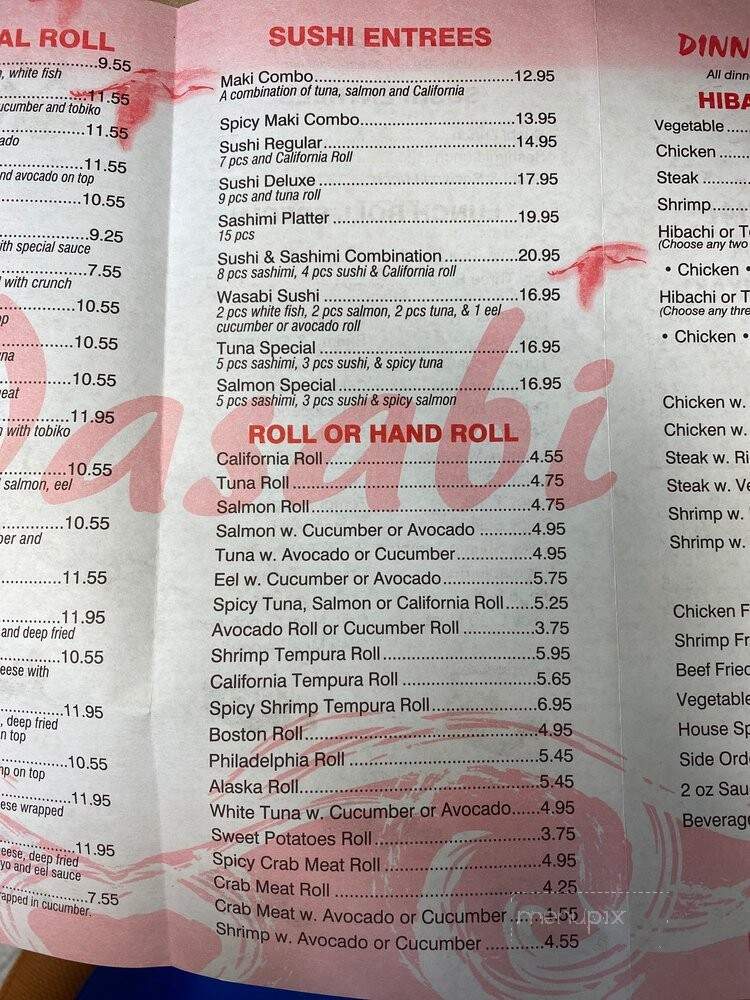 Wasabi Hibachi & Sushi - Orangeburg, SC menu_pic