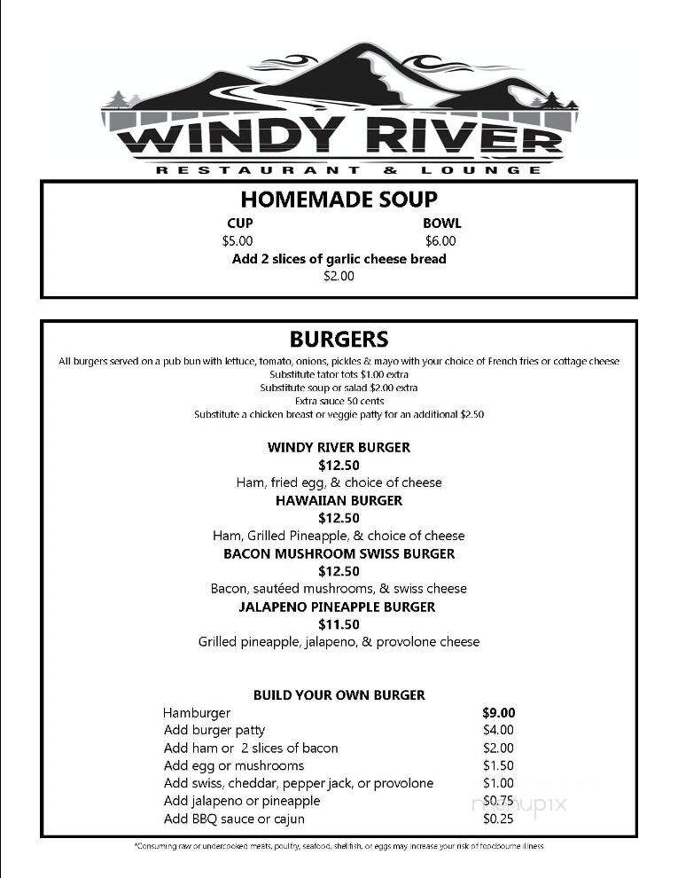 Windy River Restaurant - The Dalles, OR menu_pic