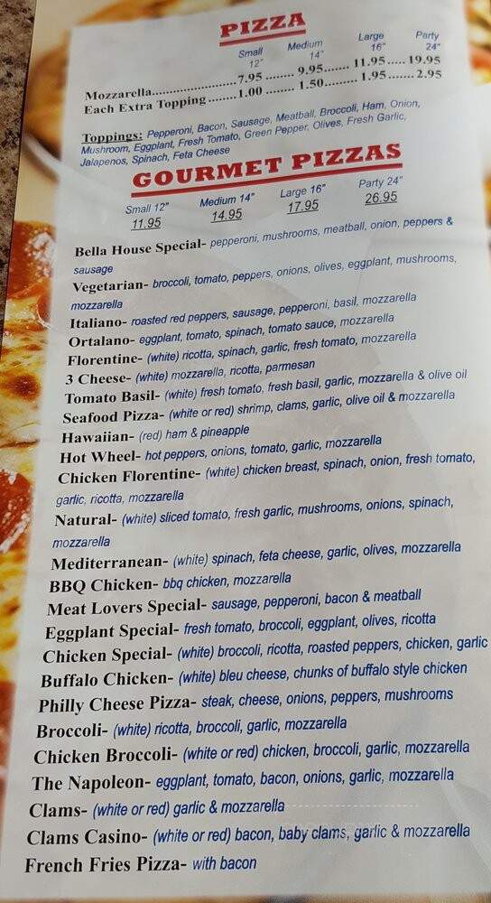Bella Pizza - South Windsor, CT menu_pic