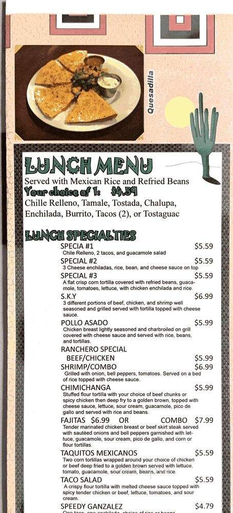 Casa Mexicana - Heber Springs, AR menu_pic