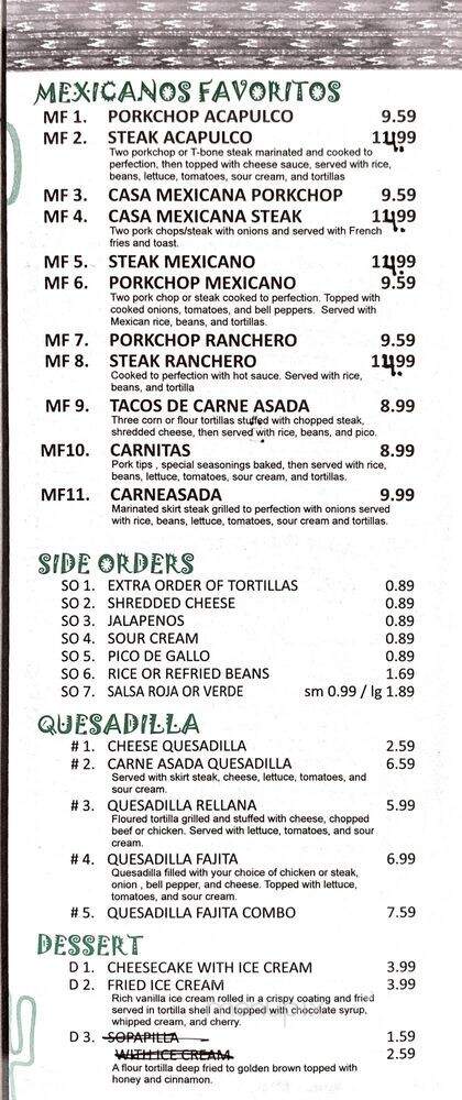 Casa Mexicana - Heber Springs, AR menu_pic