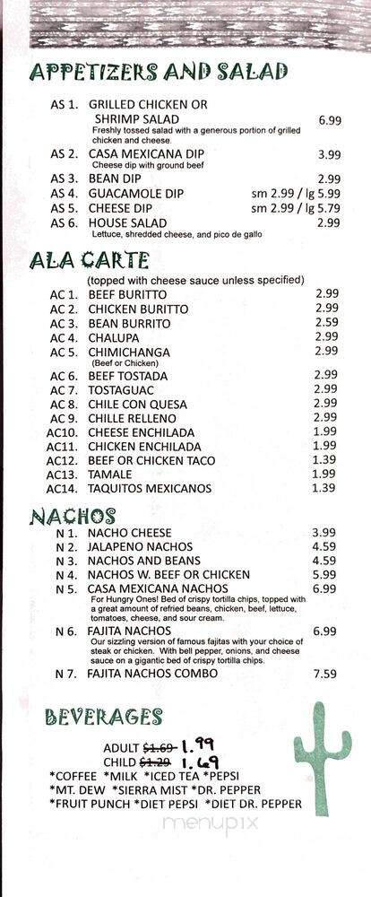 Casa Mexicana - Heber Springs, AR menu_pic