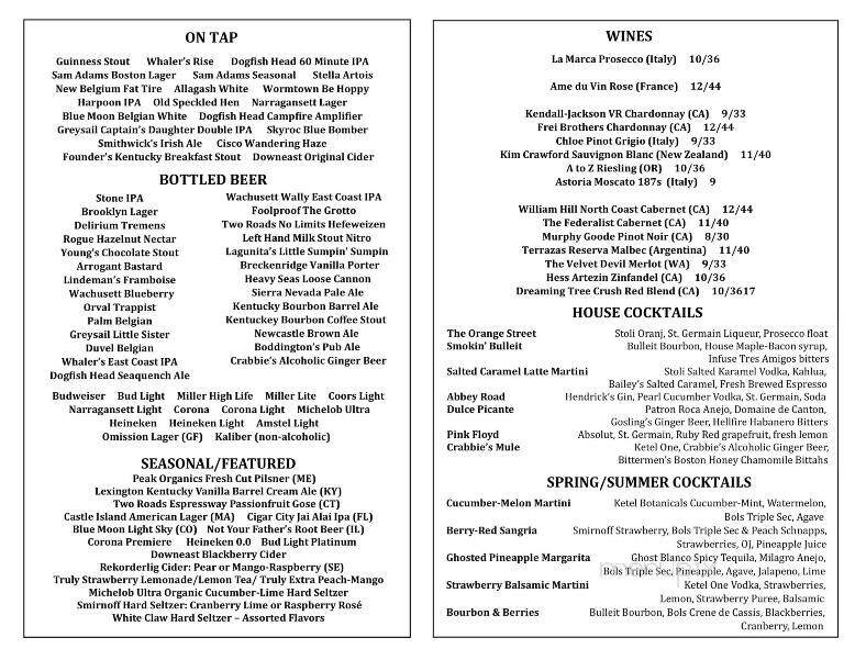 Congress Tavern - Providence, RI menu_pic