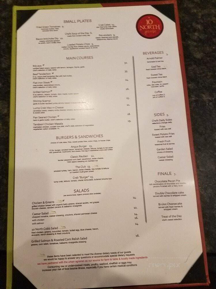 10 North Grill - Oklahoma City, OK menu_pic