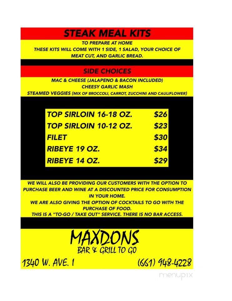 Maxdons Cocktails - Lancaster, CA menu_pic