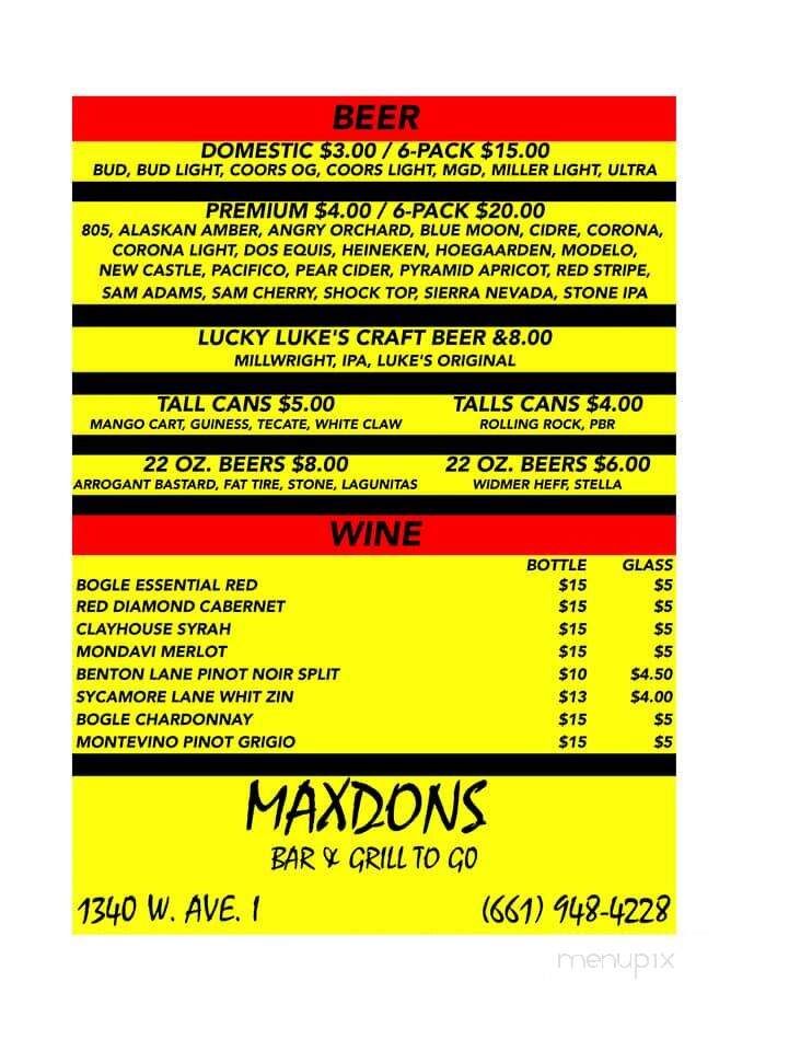 Maxdons Cocktails - Lancaster, CA