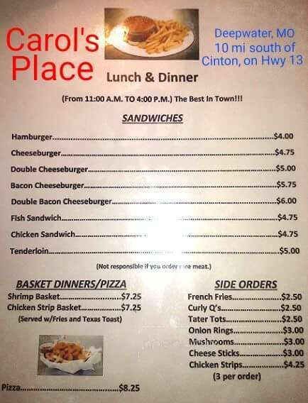 Carol's Place - Deepwater, MO menu_pic
