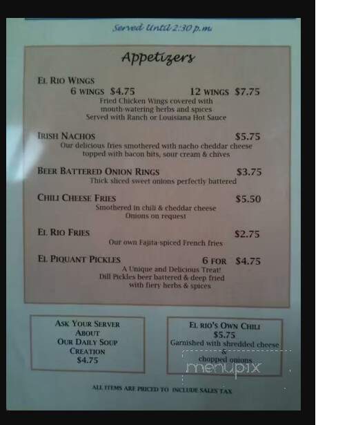 Terrace Restaurant At El Rio - Mohave Valley, AZ menu_pic
