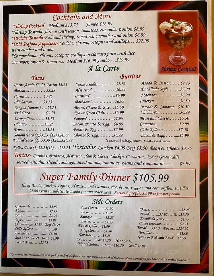 Mi Rancho Restaurant - Yuma, AZ menu_pic