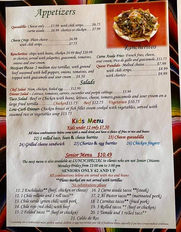 Mi Rancho Restaurant - Yuma, AZ menu_pic
