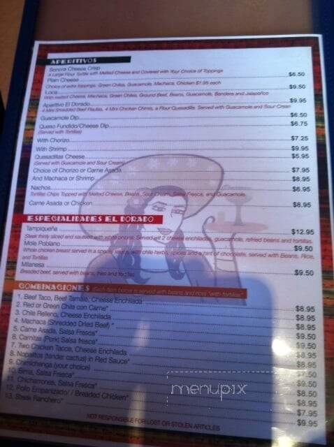 El Dorado Restaurant - Tucson, AZ menu_pic
