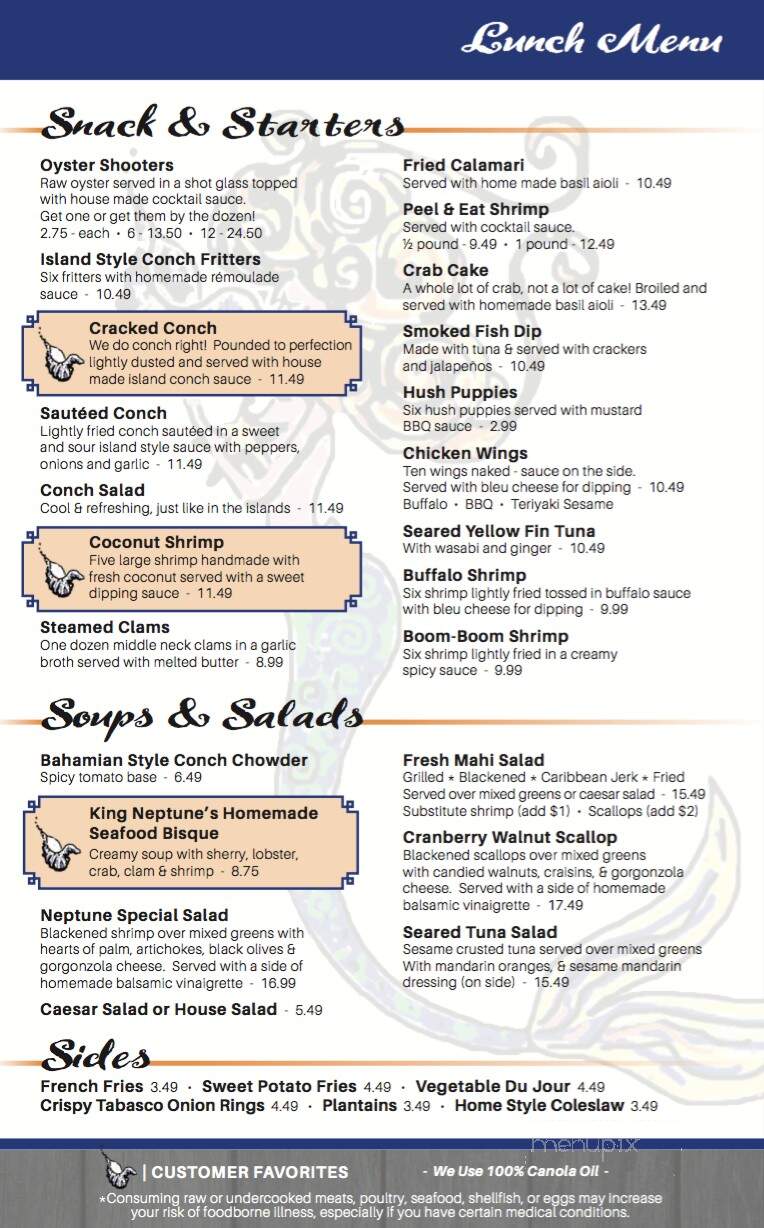 King Neptune Restaurant - Stuart, FL menu_pic
