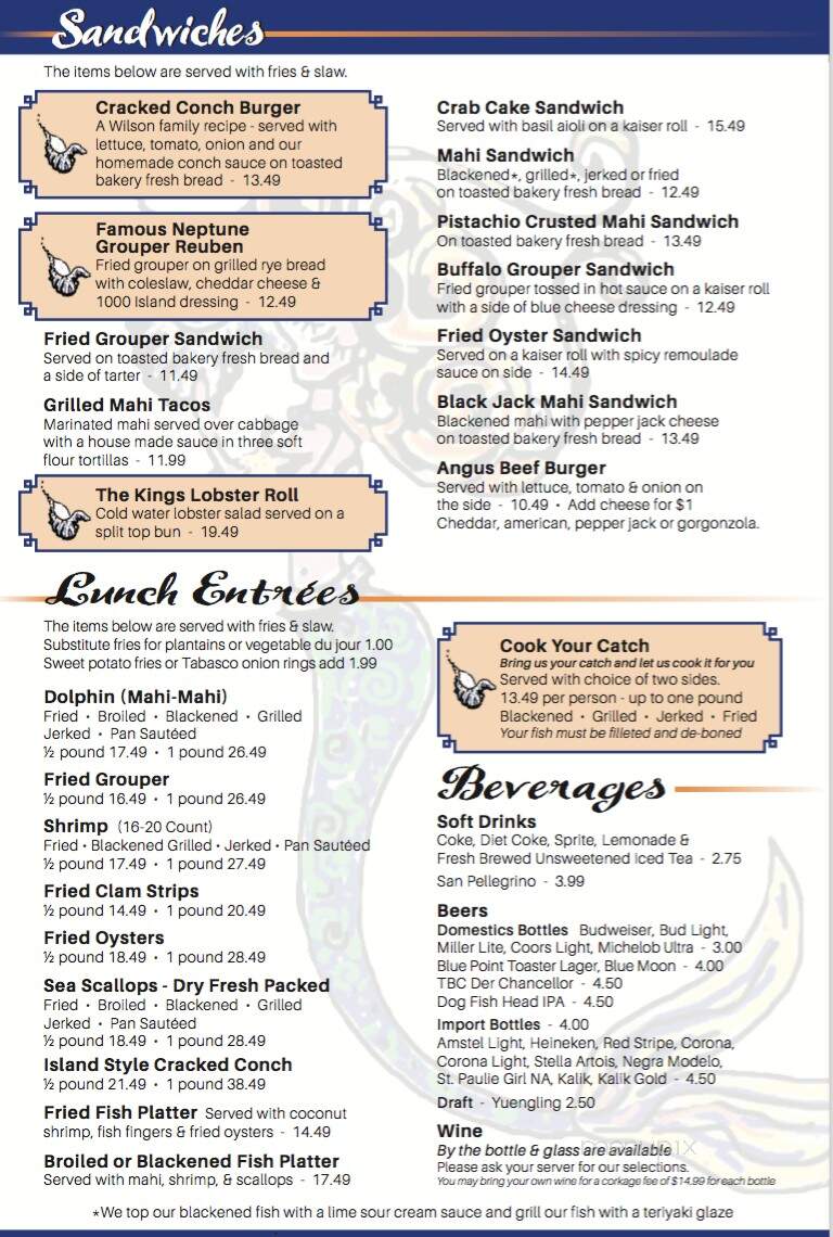 King Neptune Restaurant - Stuart, FL menu_pic
