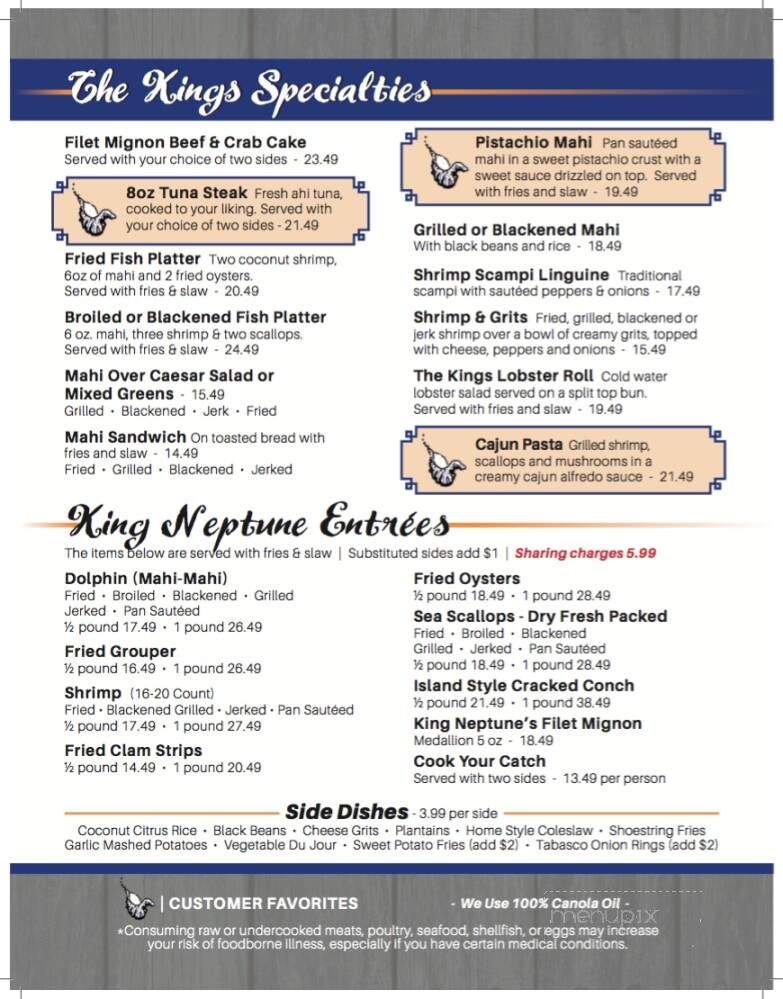 King Neptune Restaurant - Stuart, FL menu_pic