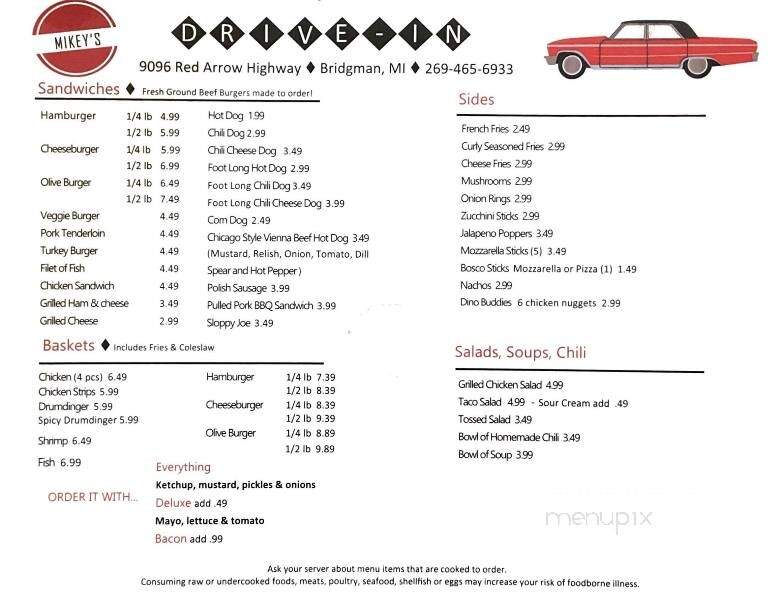 Mikey's Drive In - Bridgman, MI menu_pic