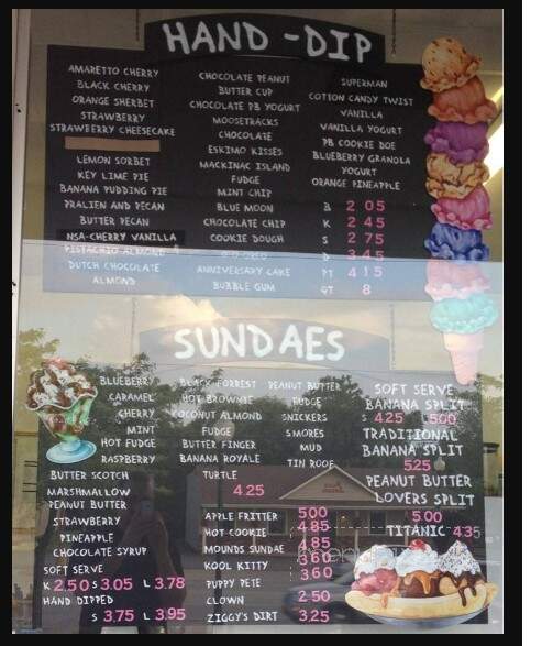 Ziggy's Ice Cream - Grand Blanc, MI menu_pic