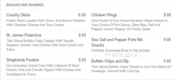 St James Hotel - Winnipeg, MB menu_pic