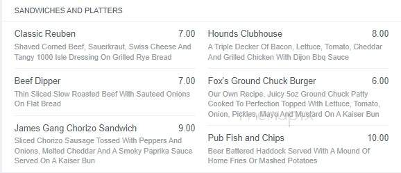 St James Hotel - Winnipeg, MB menu_pic