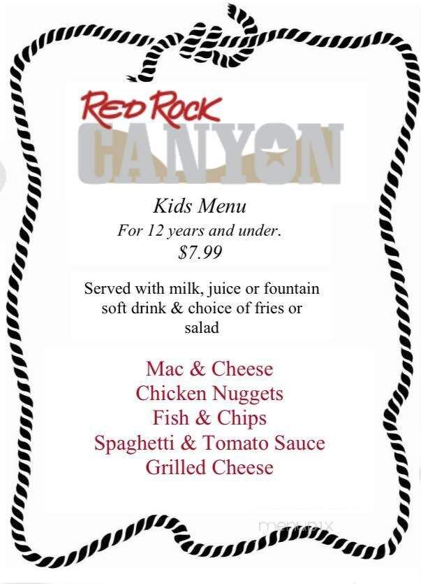 Red Rock Canyon - Belleville, ON menu_pic