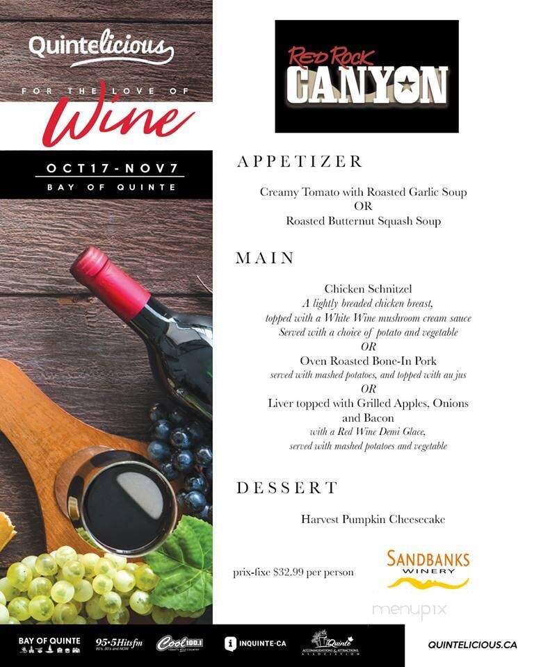 Red Rock Canyon - Belleville, ON menu_pic