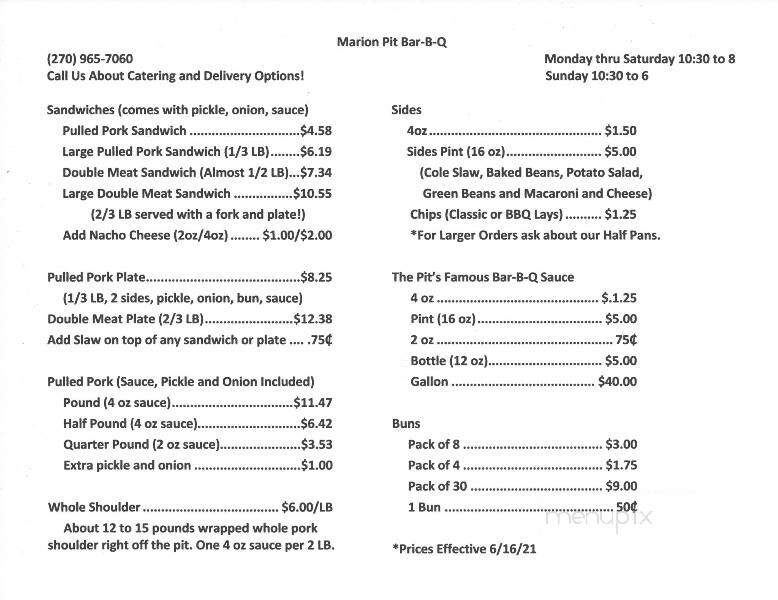Marion Bar-B-Q Pit - Marion, KY menu_pic