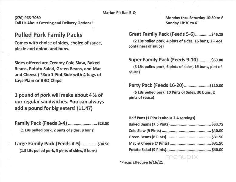 Marion Bar-B-Q Pit - Marion, KY menu_pic