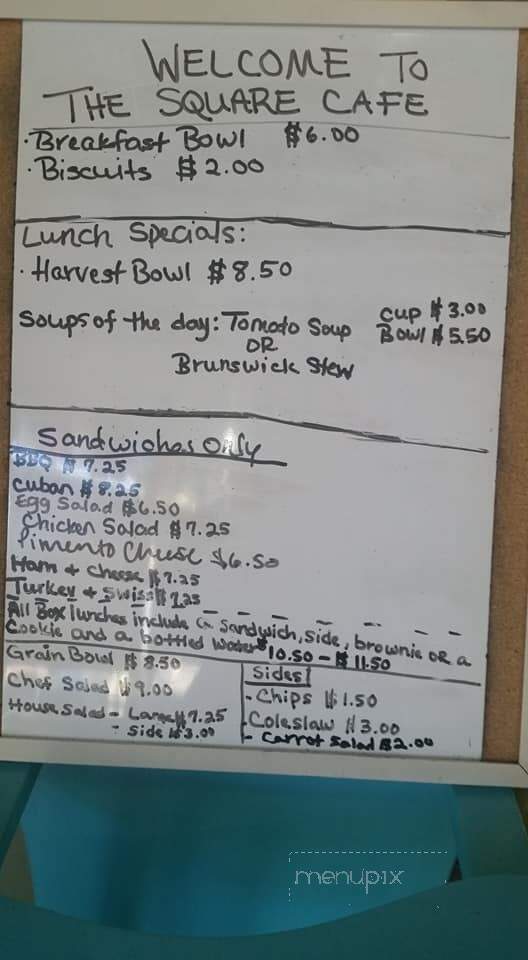 Washington Square Cafe - Washington, GA menu_pic