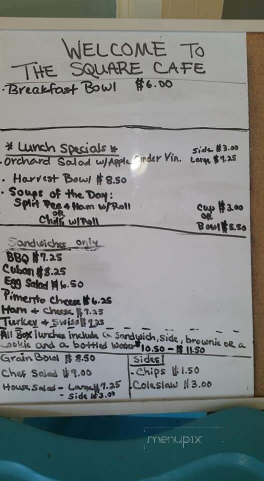 Washington Square Cafe - Washington, GA menu_pic