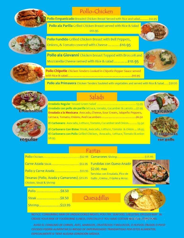 El Carbonero - Graham, NC menu_pic