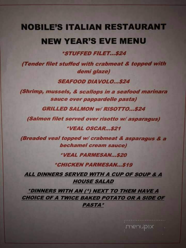 Nobile's Italian Restaurant - Youngwood, PA menu_pic