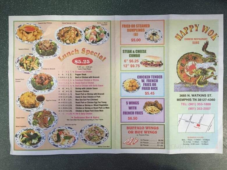Happy Wok - Memphis, TN menu_pic