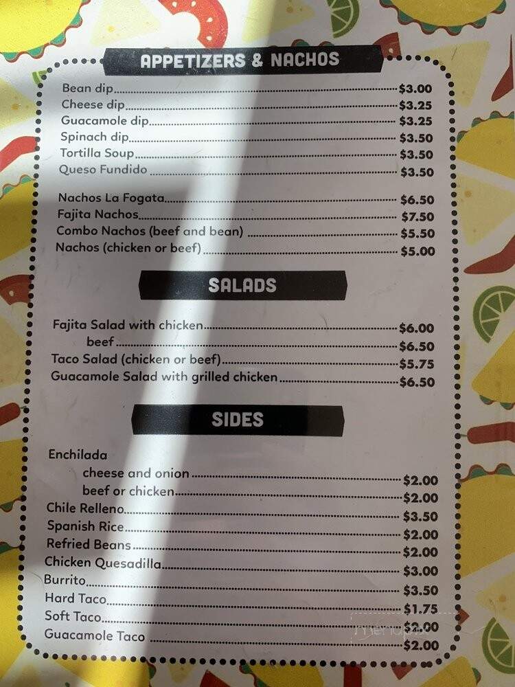 La Fogata Mexican Restaurant - Lynchburg, VA menu_pic
