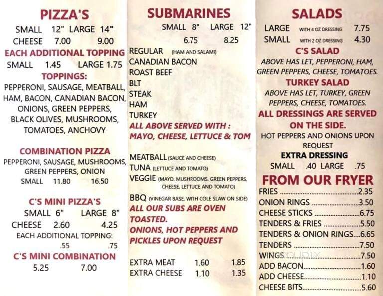 Mr C's Pizza & Subs - Poquoson, VA menu_pic