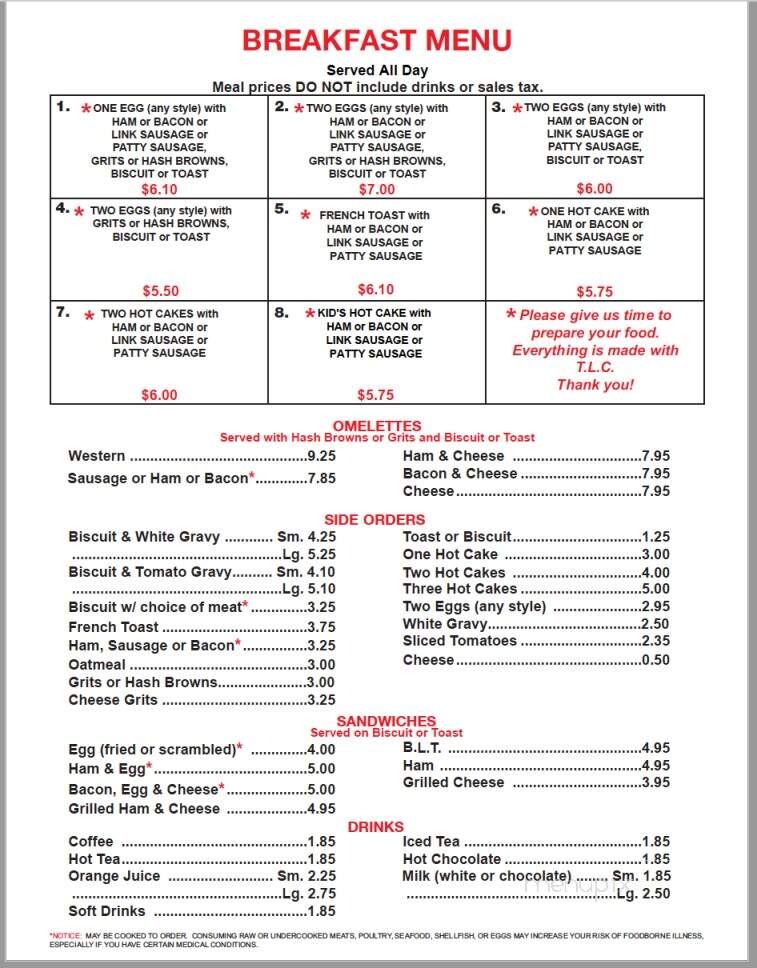 Mac & Jerry's Diner - Robertsdale, AL menu_pic