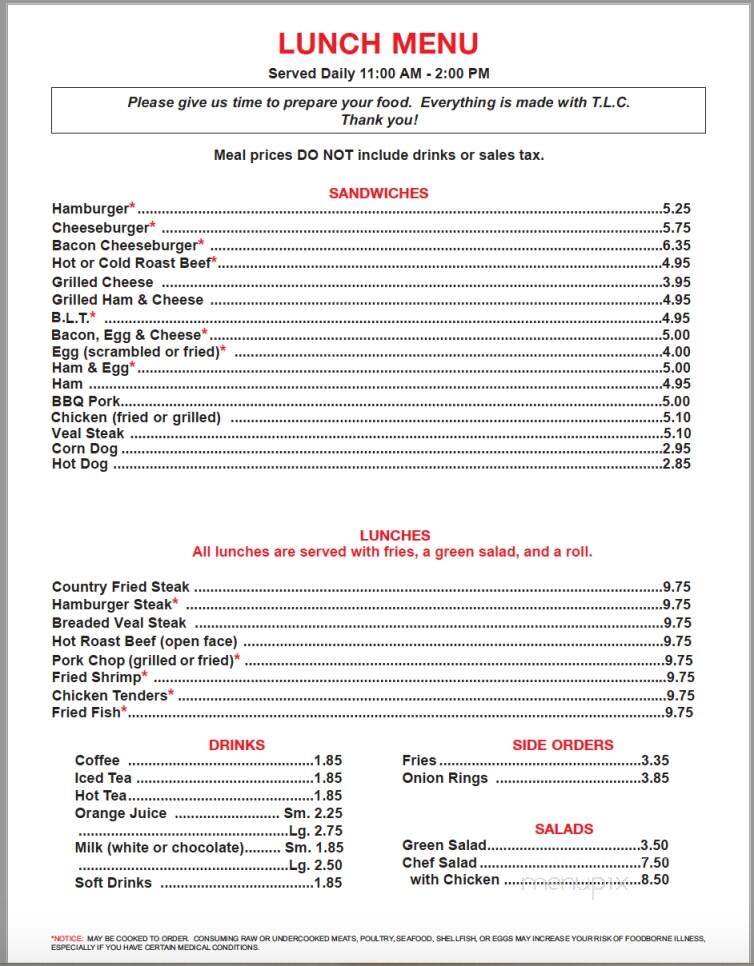 Mac & Jerry's Diner - Robertsdale, AL menu_pic