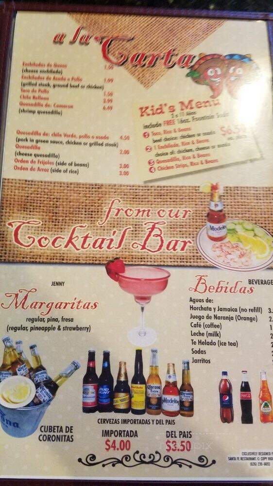 Taqueria Santa Fe - Orosi, CA menu_pic