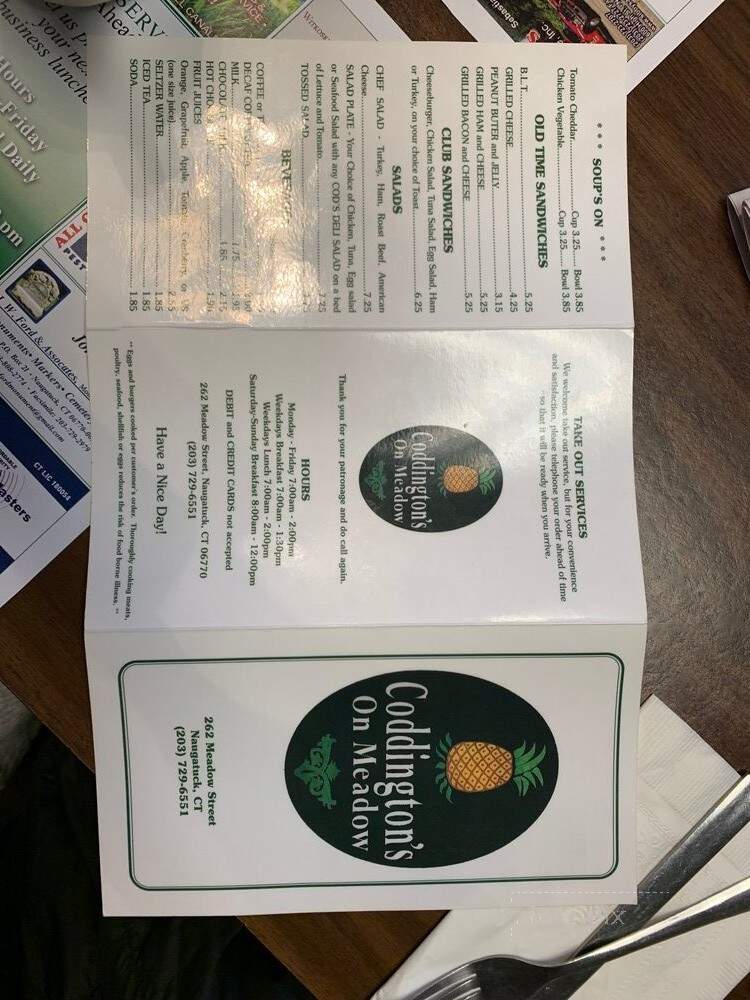 Coddington's On Meadow - Naugatuck, CT menu_pic