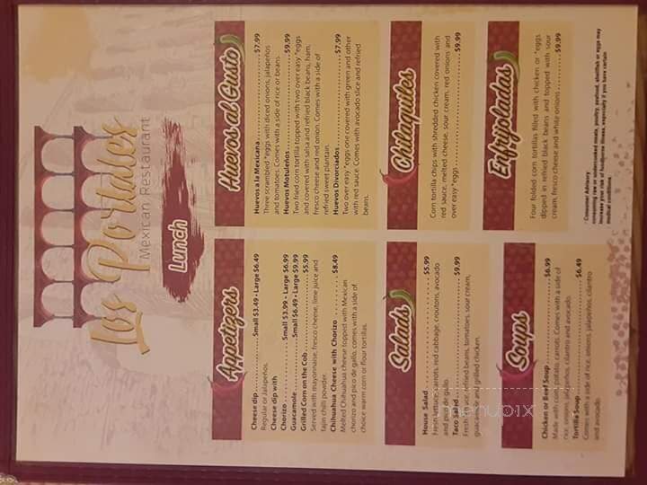 Los Portales - Greer, SC menu_pic