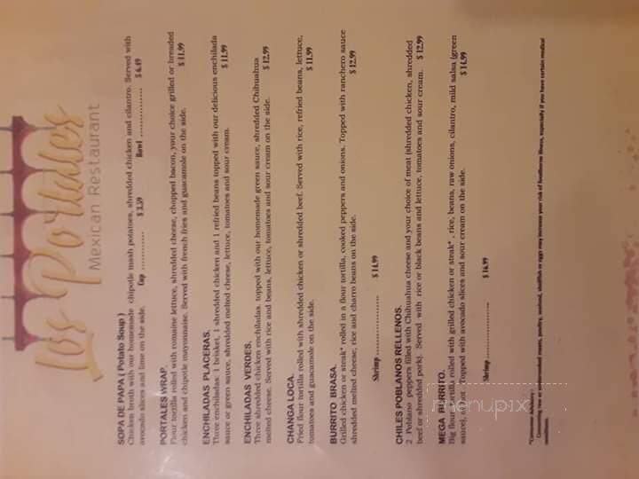 Los Portales - Greer, SC menu_pic