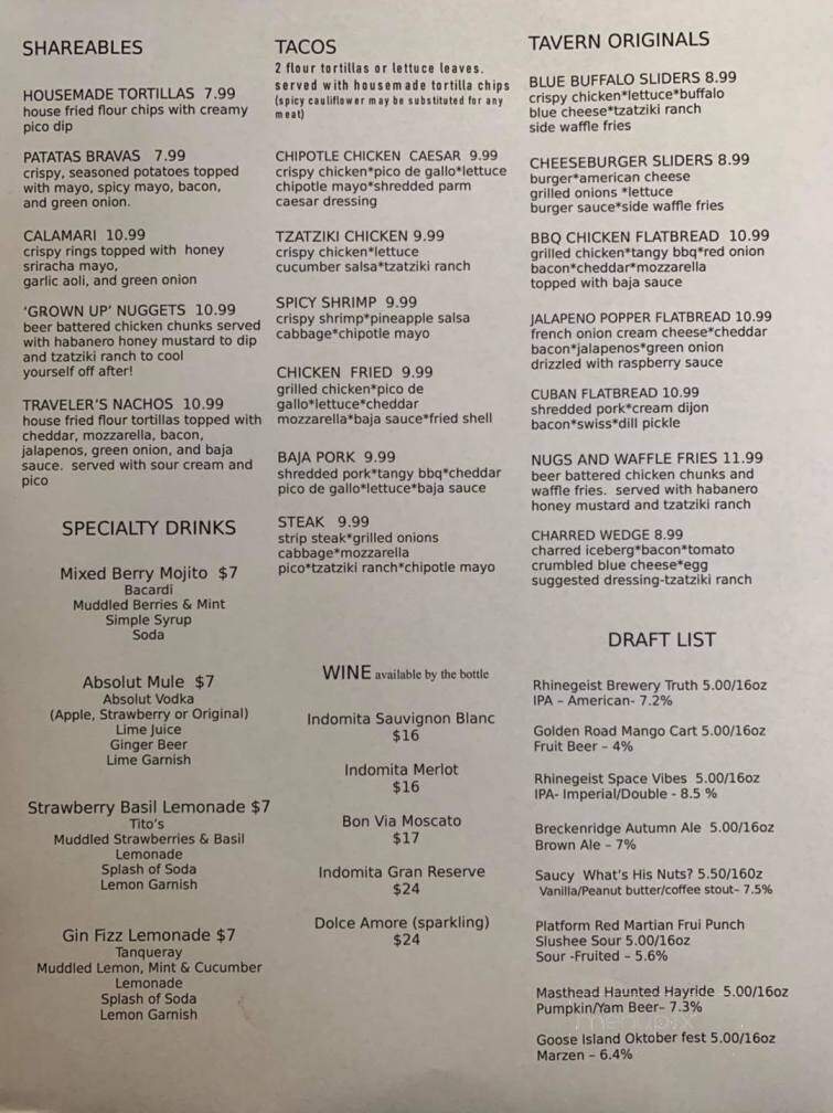 Two Traveler's Tavern - Garrettsville, OH menu_pic