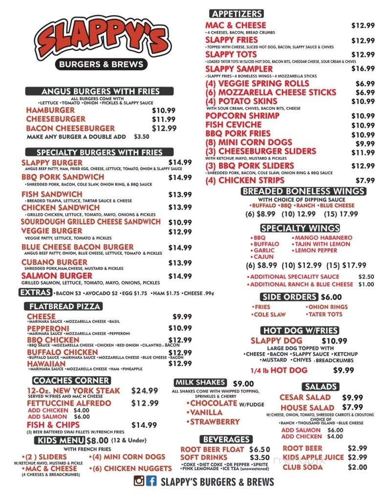Slappy's Burgers & Brews - National City, CA menu_pic