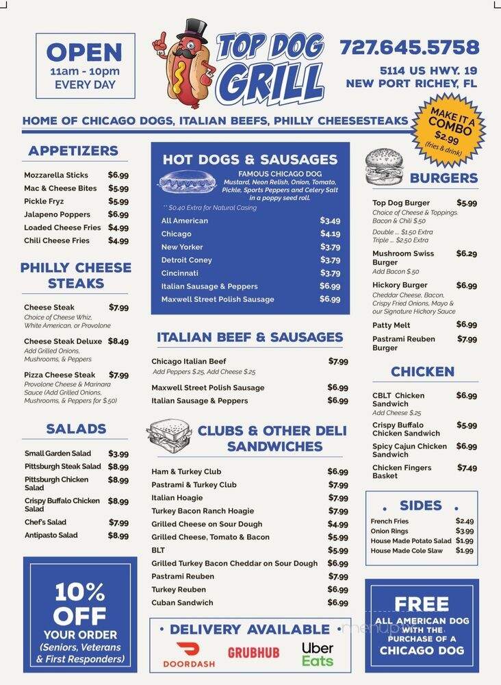 Top Dog Grill - New Port Richey, FL menu_pic