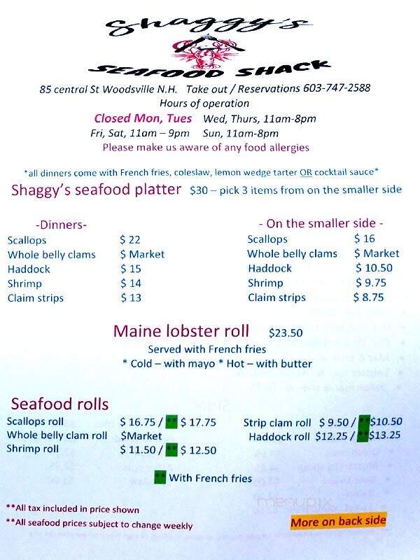 Shaggy's Seafood Shack - Woodsville, NH