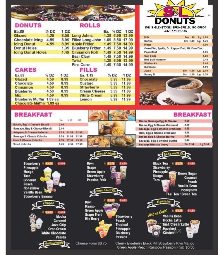 S&L Donuts - Springfield, MO menu_pic