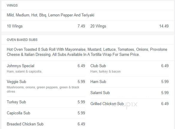 Johnny's Pizza - Columbus, OH menu_pic