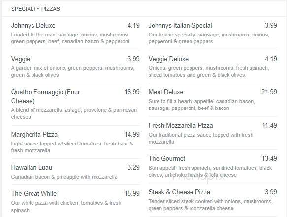 Johnny's Pizza - Columbus, OH menu_pic