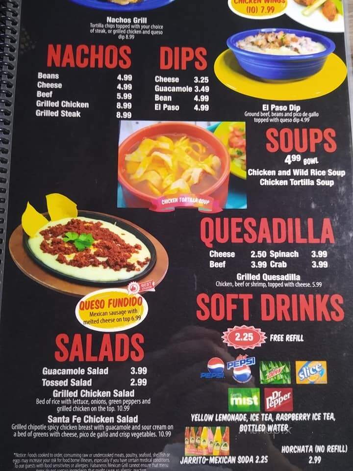 El Paso - East Liverpool, OH menu_pic