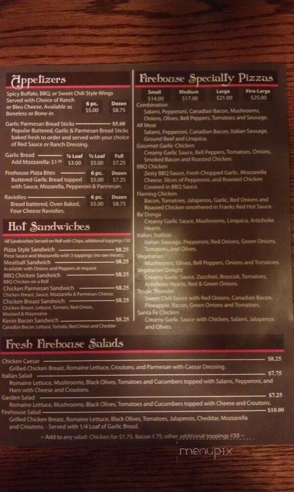 Firehouse pizza - Red Bluff, CA menu_pic