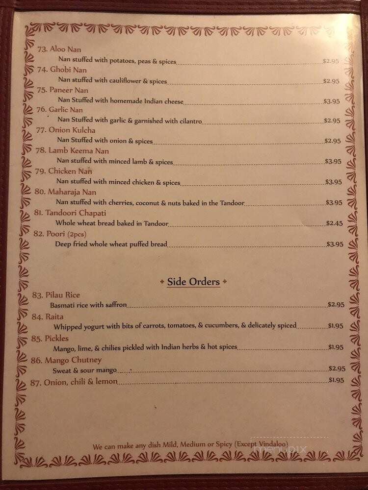 Taj Mahal - Springfield, MO menu_pic